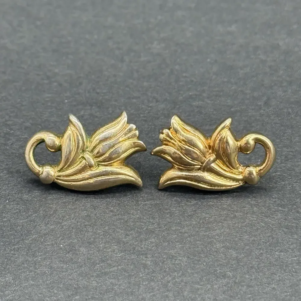 Vintage Gold-Tone Costume Earring Lot Red Rhinestone Hat Faux Pearl Enamel